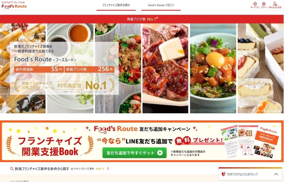 foodsrouteのTOP画面
